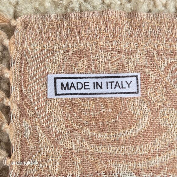 Wool Lightweight Woven Stripe Neutral Tan Brown Italy - Picture 6 of 7